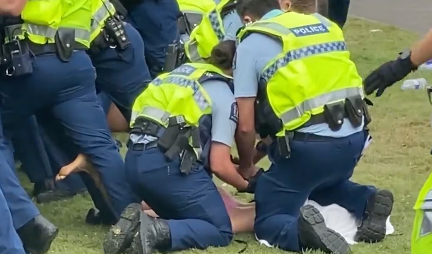 Laura Cassin was knelt on by a police officer. Photo / Supplied