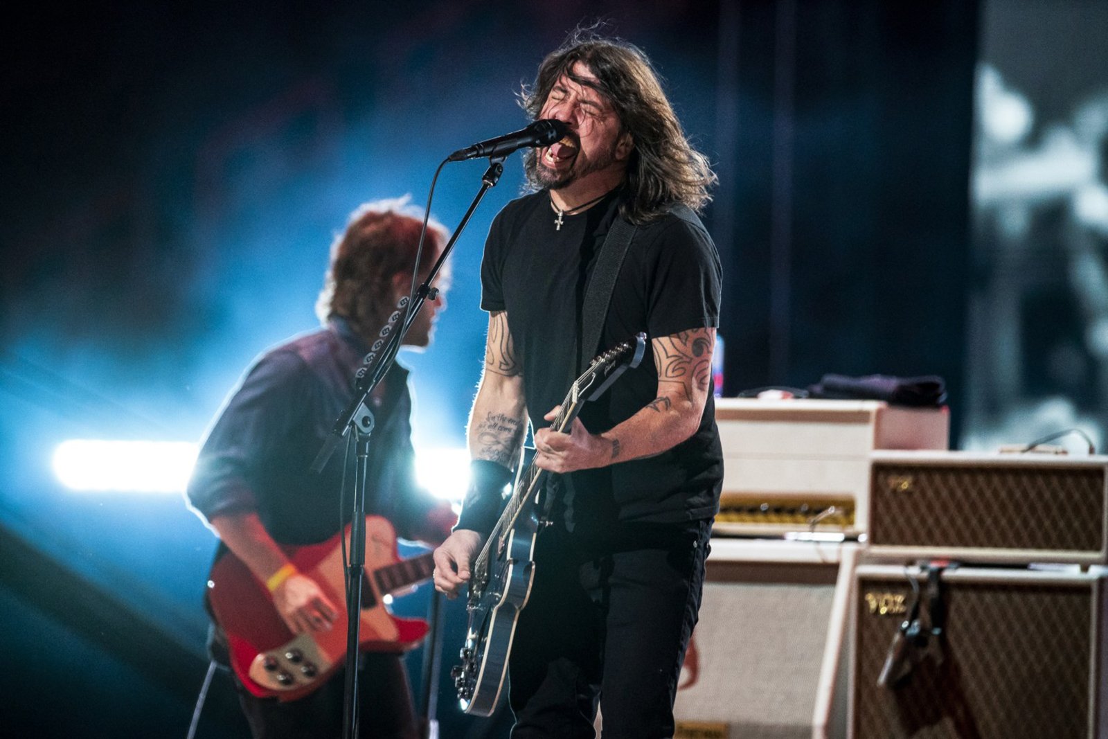 The Foo Fighters perform at the Vax Live concert at SoFi Stadium on Sunday, May 2, 2021 in...