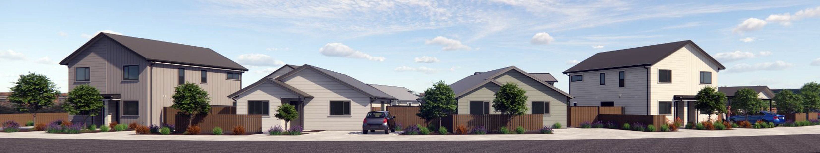 An artist’s impression of the Kāinga Ora Albertson Ave development. Image: supplied