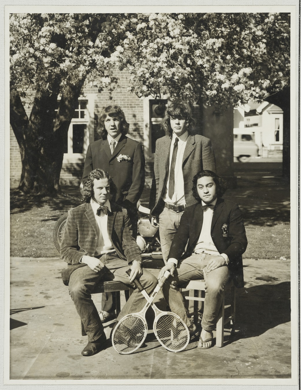 The Selwyn College tennis team at the University of Otago, in 1972. In the front are Don McMillan...