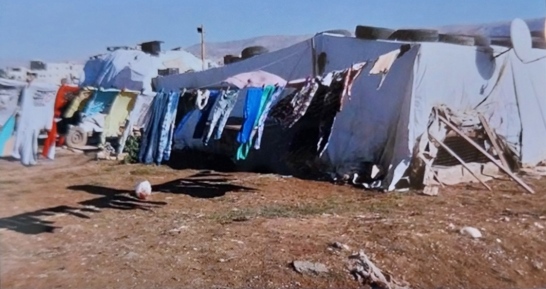 The family’s tent in a Lebanese refugee camp. Photo: supplied