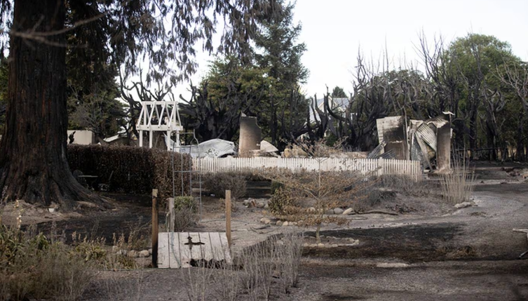 Two homes and a church were destroyed in North Canterbury yesterday. Photo: NZ Herald 
