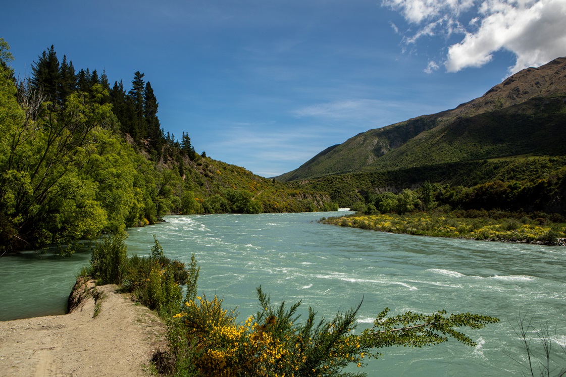 The Kawarau River in the Rafters Rd area, near where the trio entered the water. Photo: Getty