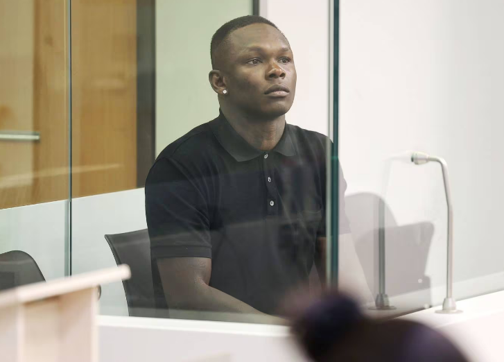 Israel Adesanya at Auckland District Court today. Photo: NZ Herald 