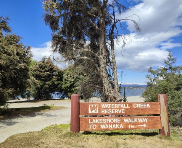 Waterfall Creek Reserve, the site near where a body was recovered from Lake Wanaka on Sunday...