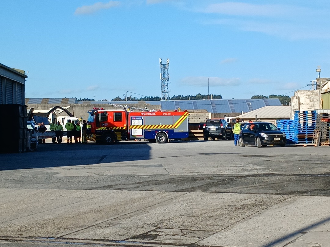 Emergency services at the scene in Balclutha this afternoon. Photo: Nick Brook