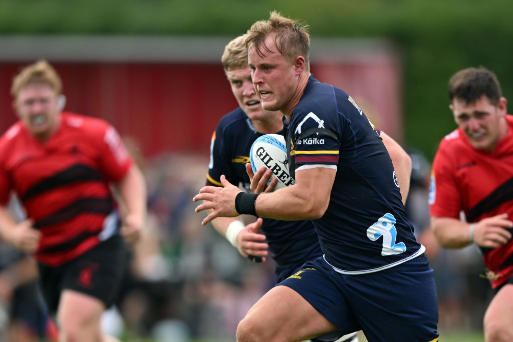 The Highlanders' Sam Gilbert heads towards the tryline during their win over the Crusaders in Methven. Photo: Getty Images