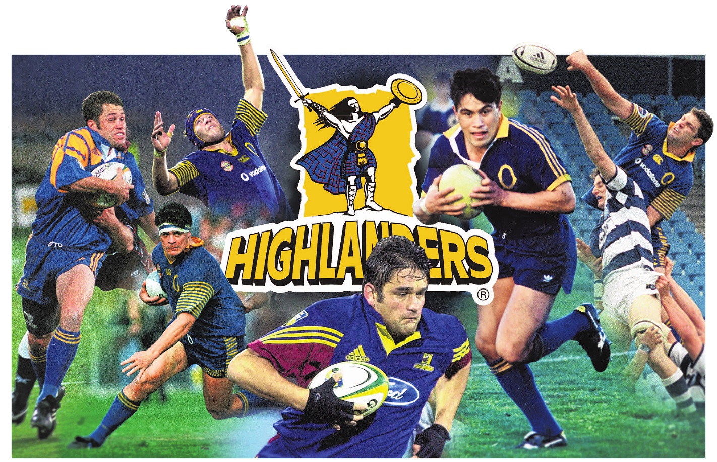 Former Highlanders and Otago rugby players (clockwise from centre) Taine Randell, Arran Pene,...