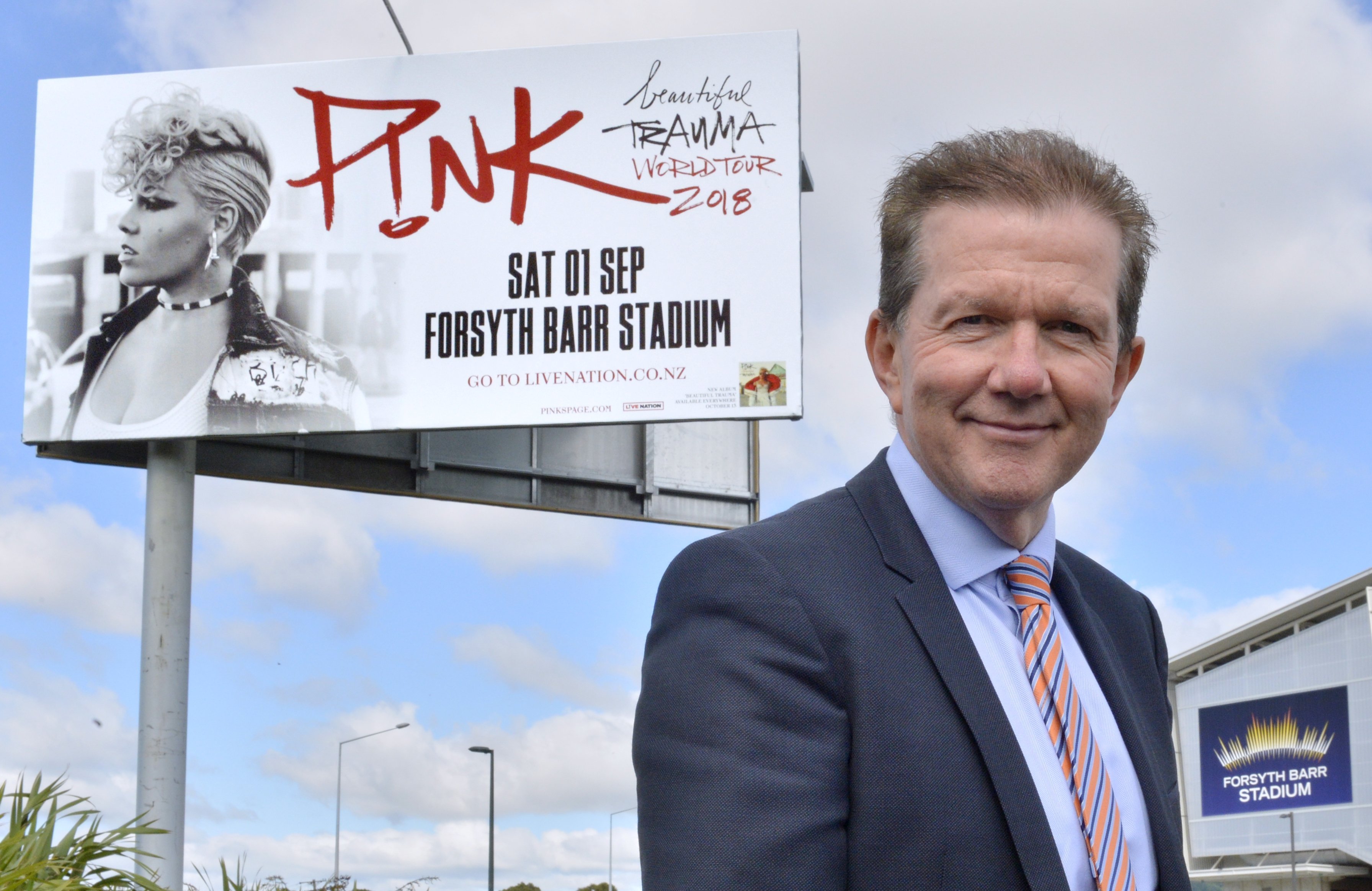 Terry Davies outside Forsyth Barr Stadium in 2018. Photos: Gerard O'Brien/Supplied