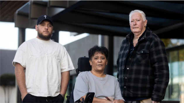 From left, Peter Hemi's brother, Aaron Hemi, mother, Te Atatu Hemi, and grandfather Evan...