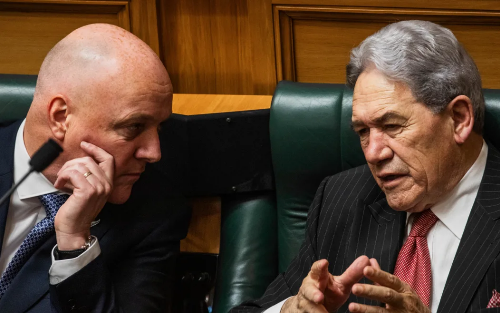 Prime Minister Christopher Luxon and his Deputy Prime Minister Winston Peters at Parliament. File...