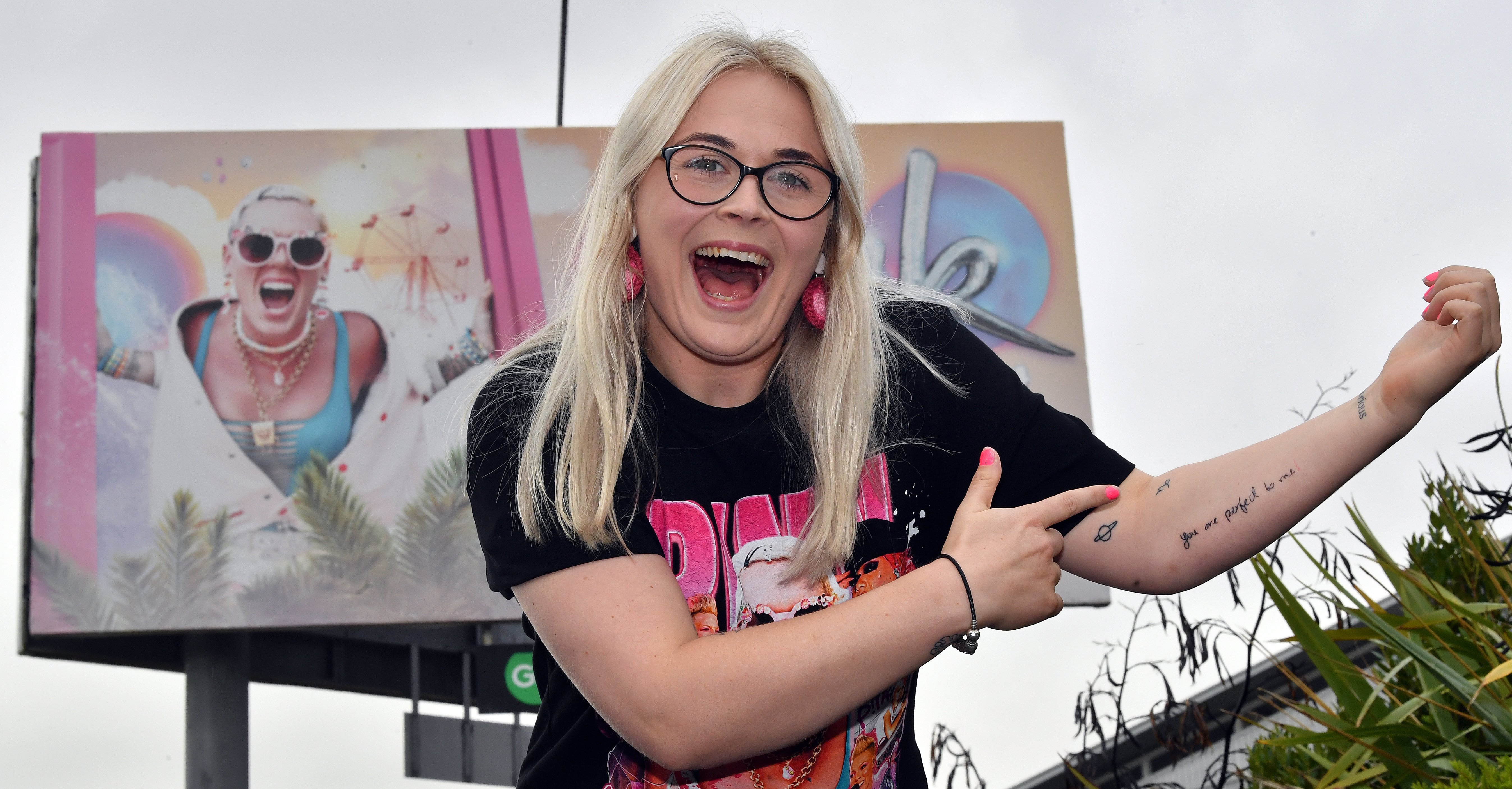 Pink superfan Saphron Yaxley, who has adored the singer for 12 years, has two tattoos of the...