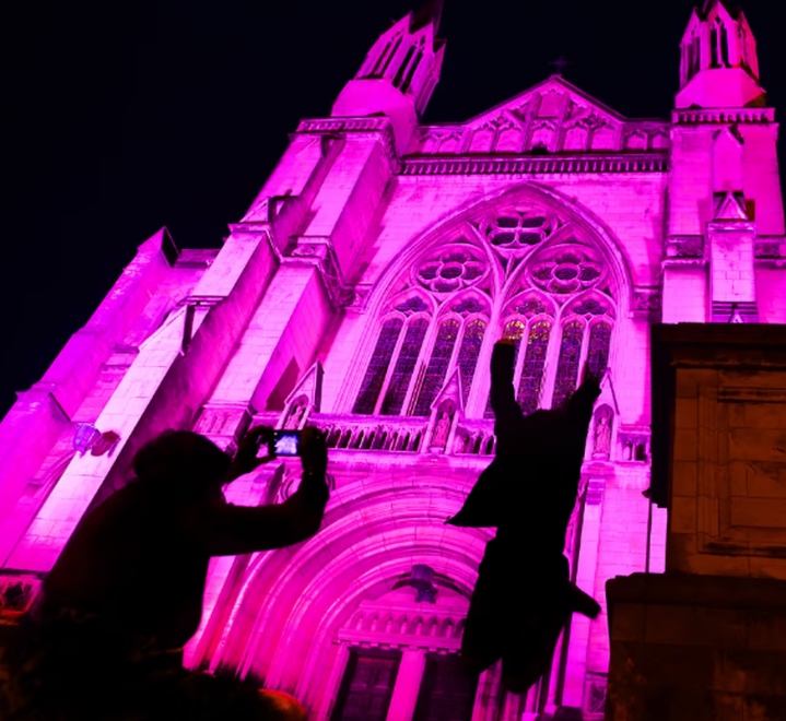 Dunedin’s St Paul’s Cathedral was lit up last night to celebrate the arrival of American pop...