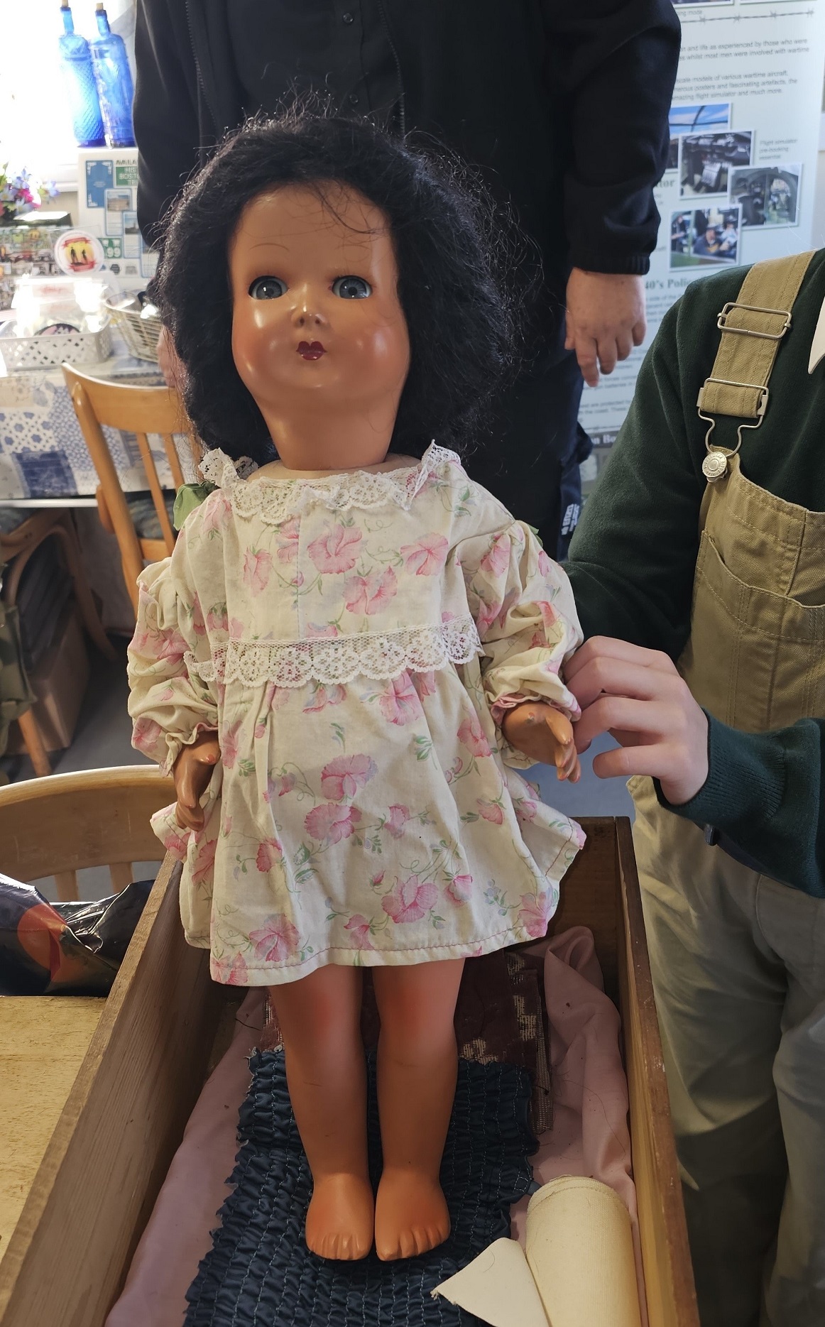 The doll "Tina" that was brought home from Rome at the end of World War 2 by John Ashby. 