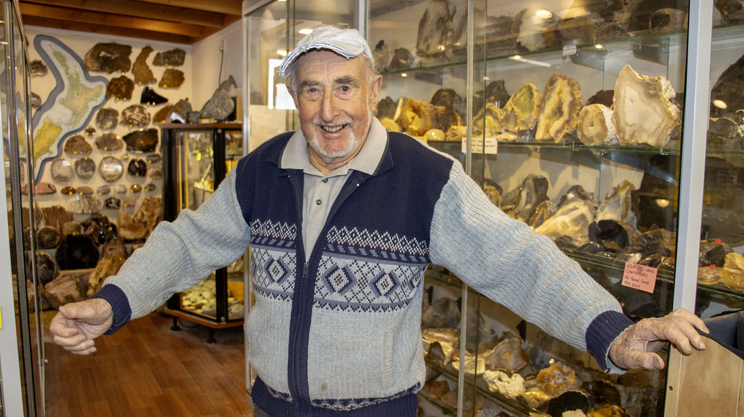 Birdlings Flat Gemstone and Fossil Museum owner Vince Burke. Photo: Geoff Sloan