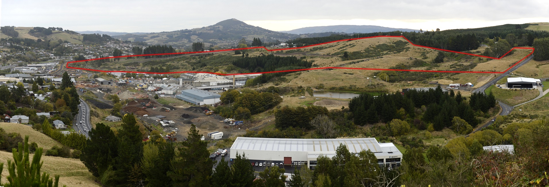 Land in Burnside, Dunedin, that could have potential for industrial use is highlighted. Photo:...