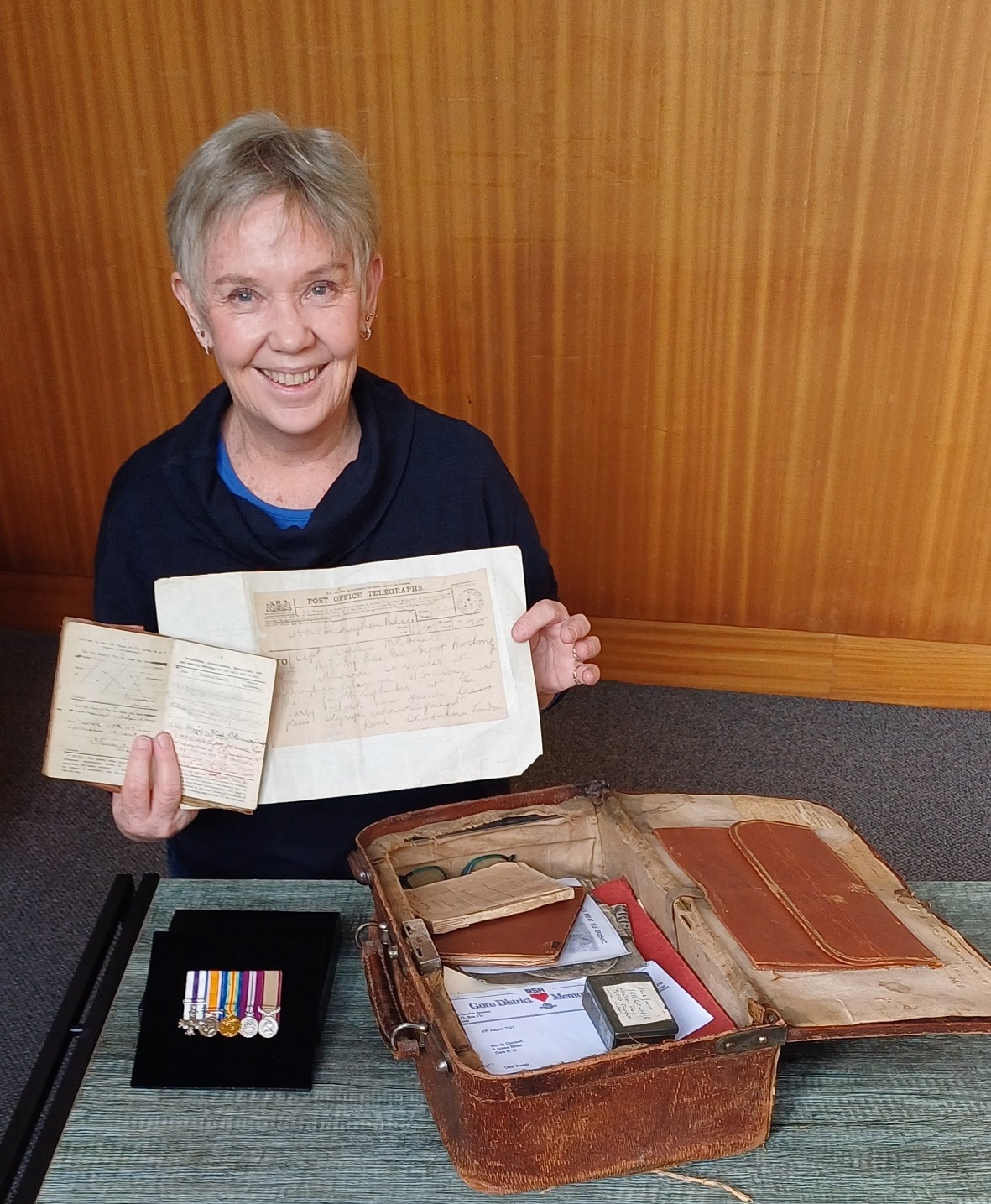 Gore woman Wendy Goodwin has a suitcase of memorabilia associated with her grandfather Major...