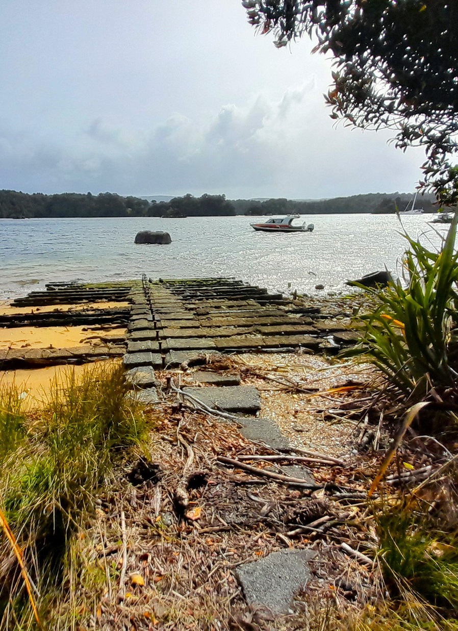 The remains of the slipway at the Kaipipi Shipyard, Paterson Inlet, Rakiura-Stewart Island. 