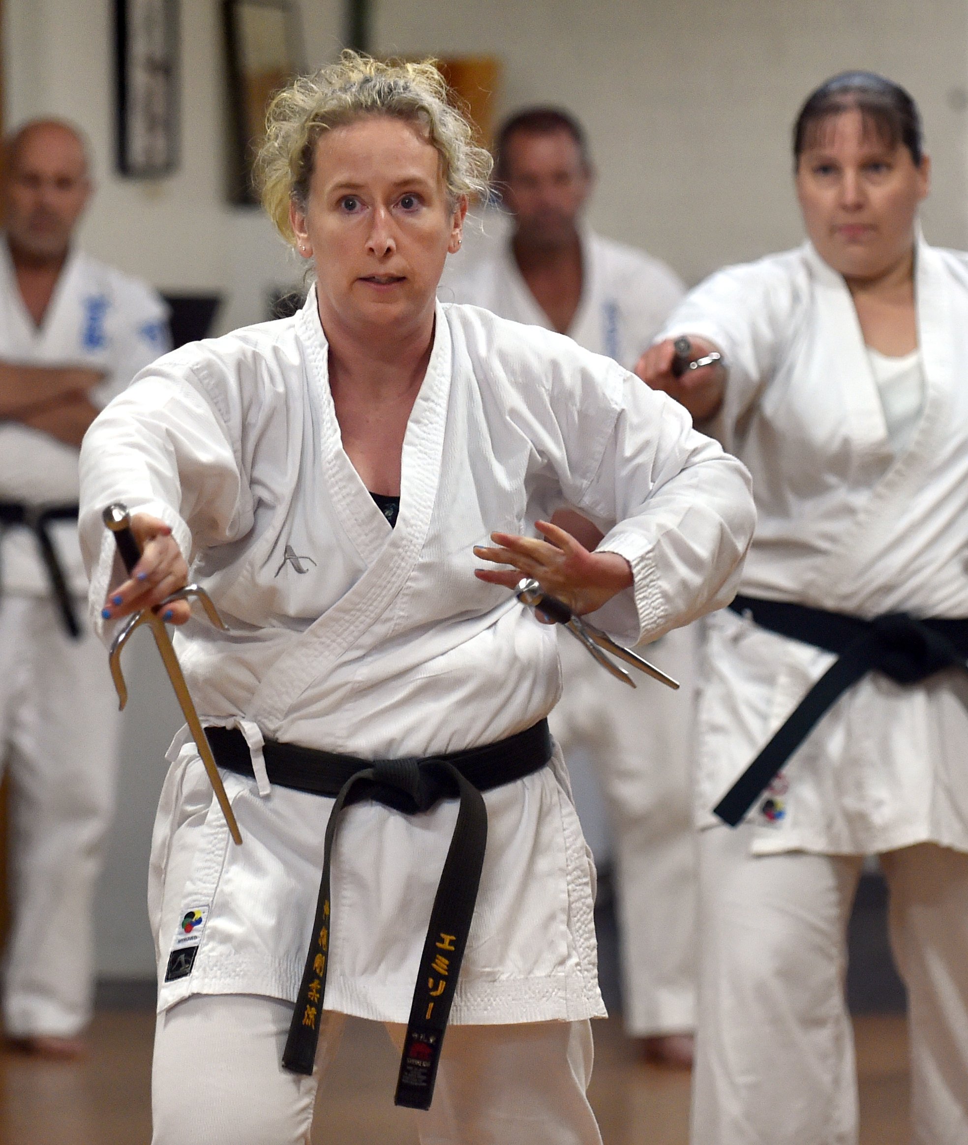 Emily Hall, of the Cheketri Karate Club, in action last night at the Seido Karate Club Dunedin ...