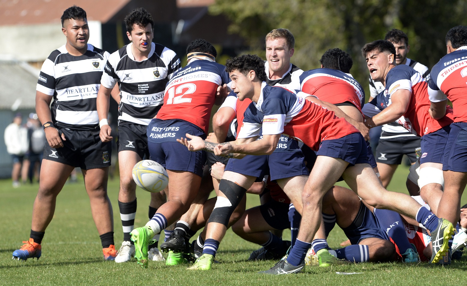 Tetauru Cuthers clears the ball for Harbour.