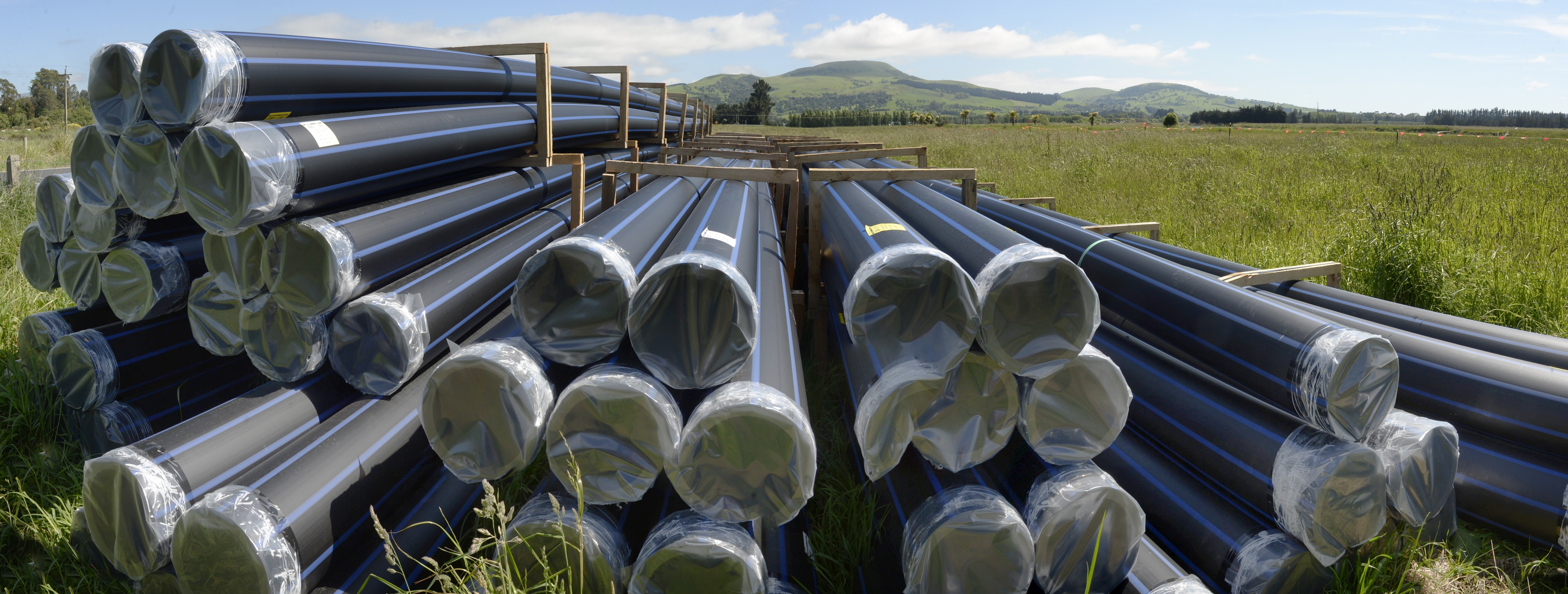 Water pipes wait to be laid. PHOTO: GERARD O'BRIEN