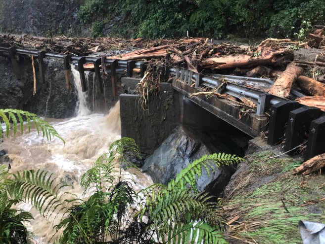 A slip on State highway 6 on the West Coast earlier this week. Photo: RNZ