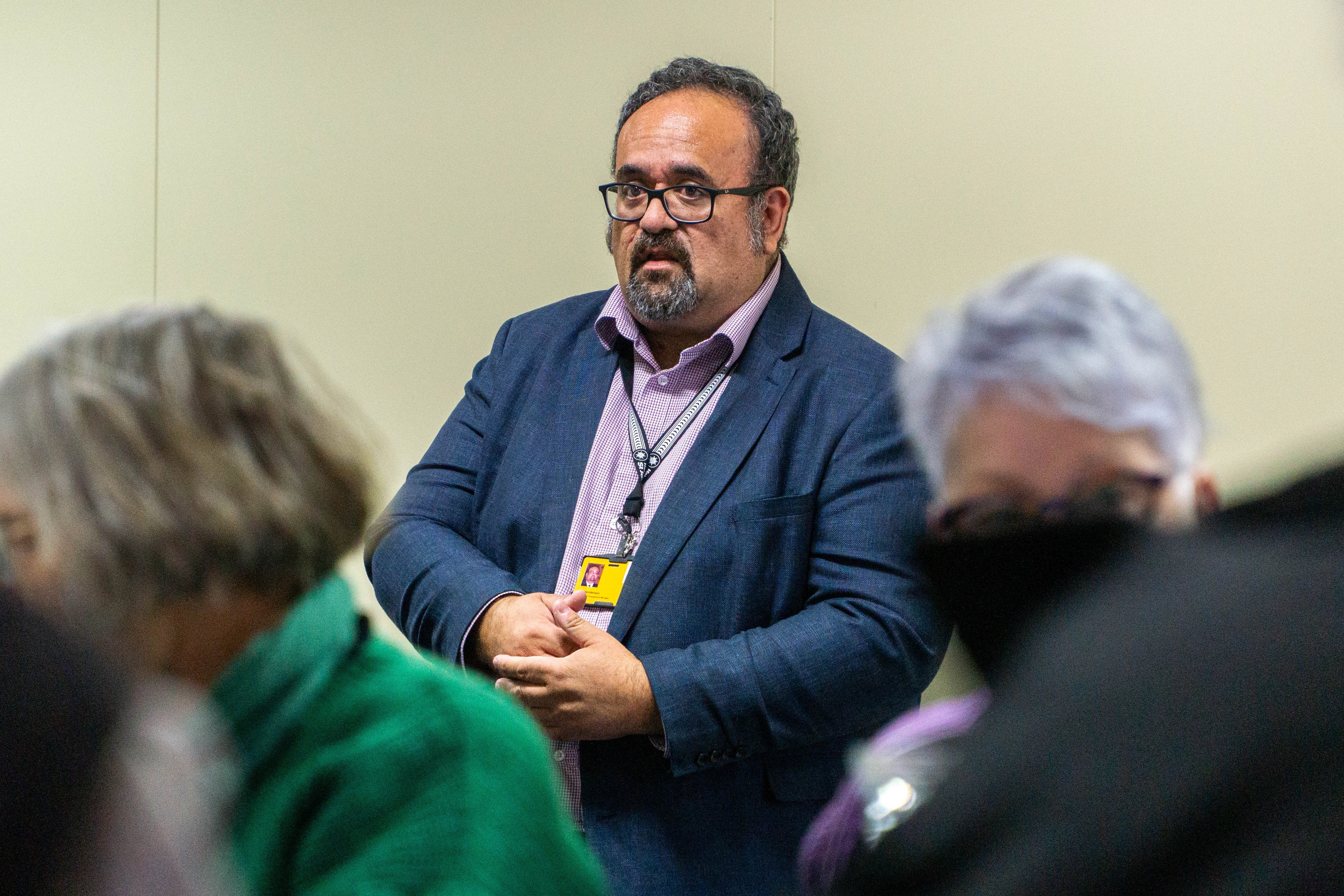 Hato Hone St John community engagement manager Ian Henderson speaks to the Oamaru public at the...