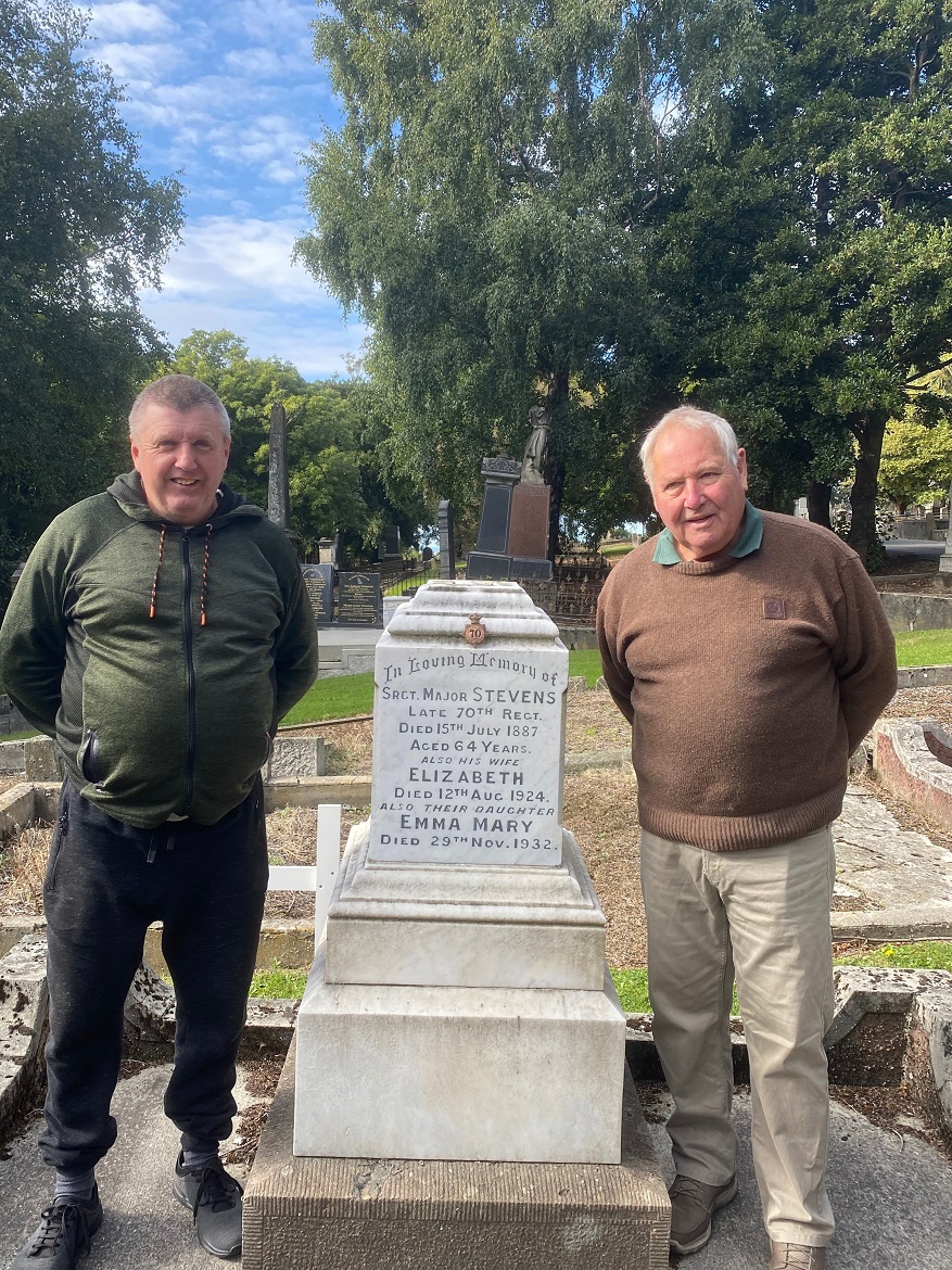 Otago Military History Group member Peter Trevathan (left) and RSA Otago Southland district...