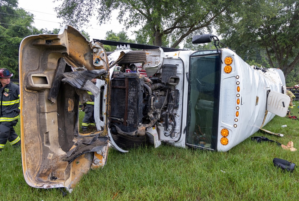 Fire rescue unit workers at the scene near Dunnellon in Marion County, Florida. Photo: MARION...