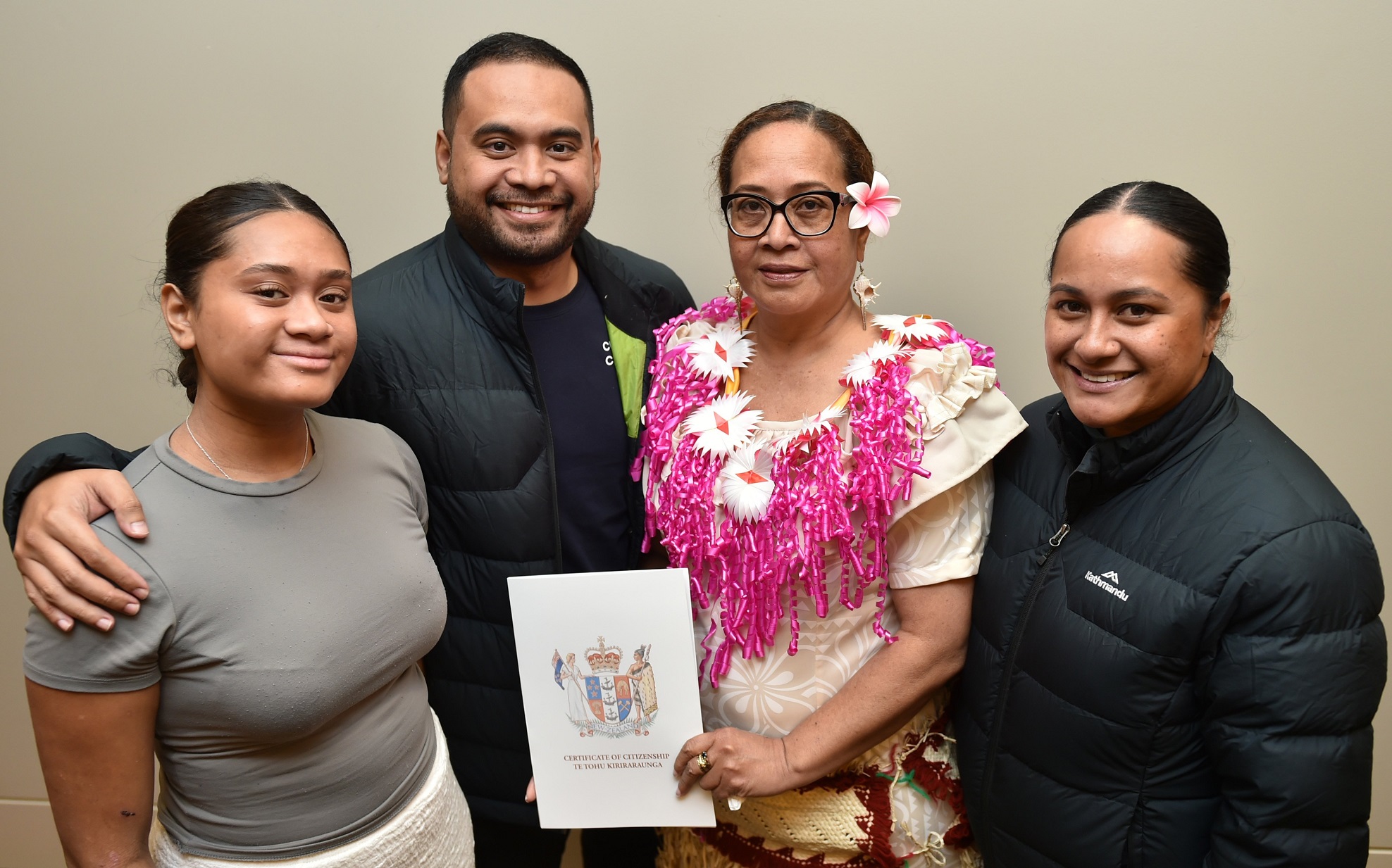 Sereynah Solomone (left) and Tesimale Latu celebrating their mother Tausia Solomone receiving...