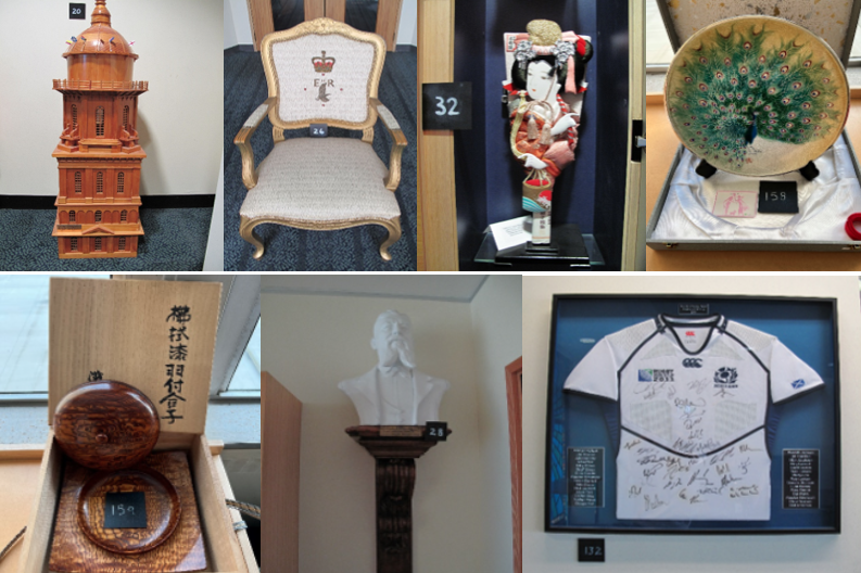 A wooden replica of the city's water tower and a royal chair are two of the more than 200 items...