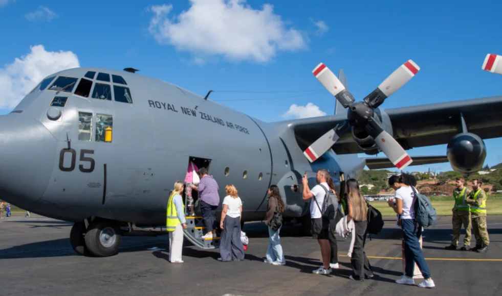 New Zealanders leave Noumea in the third repatriation flight from New Caledonia on Saturday....