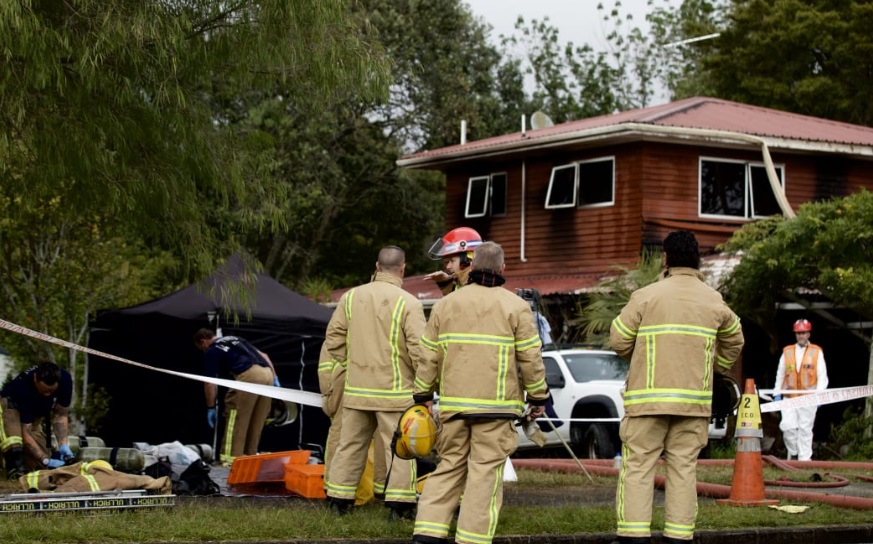 Firefighters at the scene in Auckland. Photo: RNZ