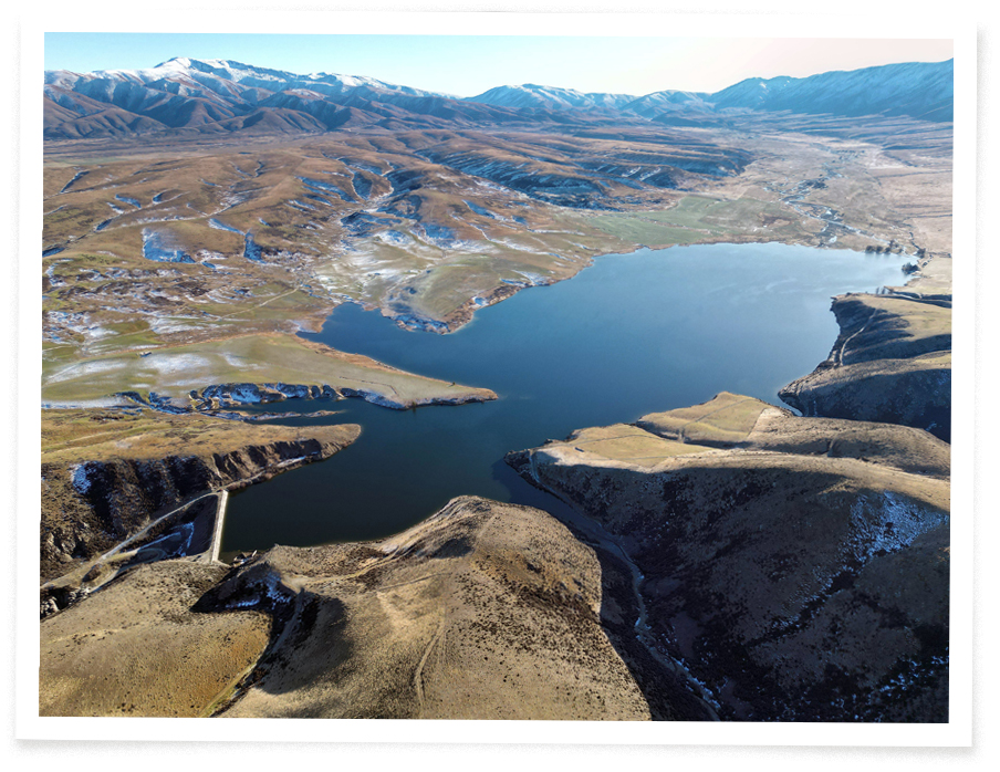 Falls Dam catches the Manuherikia headwaters then releases water - bottom left - into a gorge to...