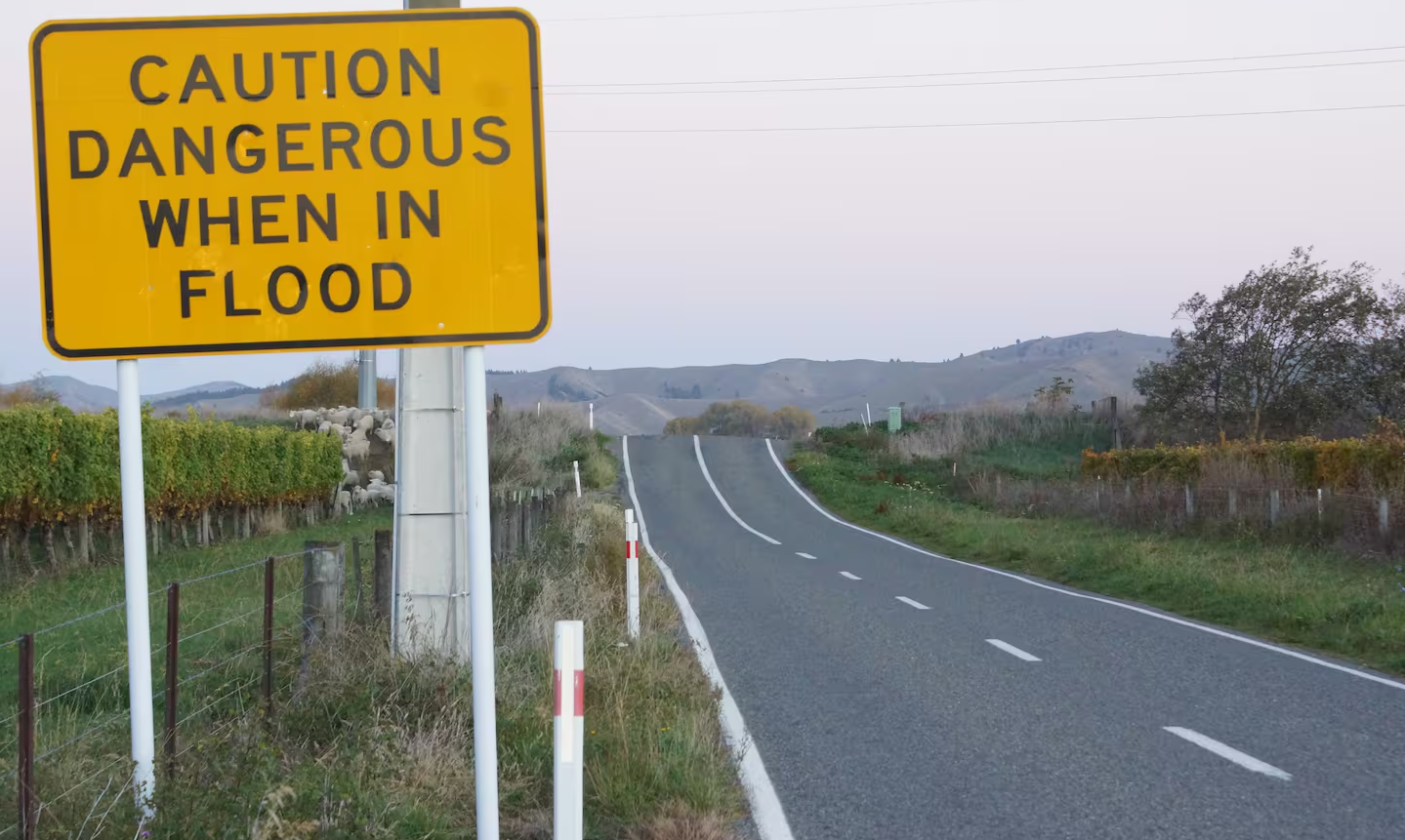 The stop bank on which Allister Christie's car became airborne as he drove over it at high speed...