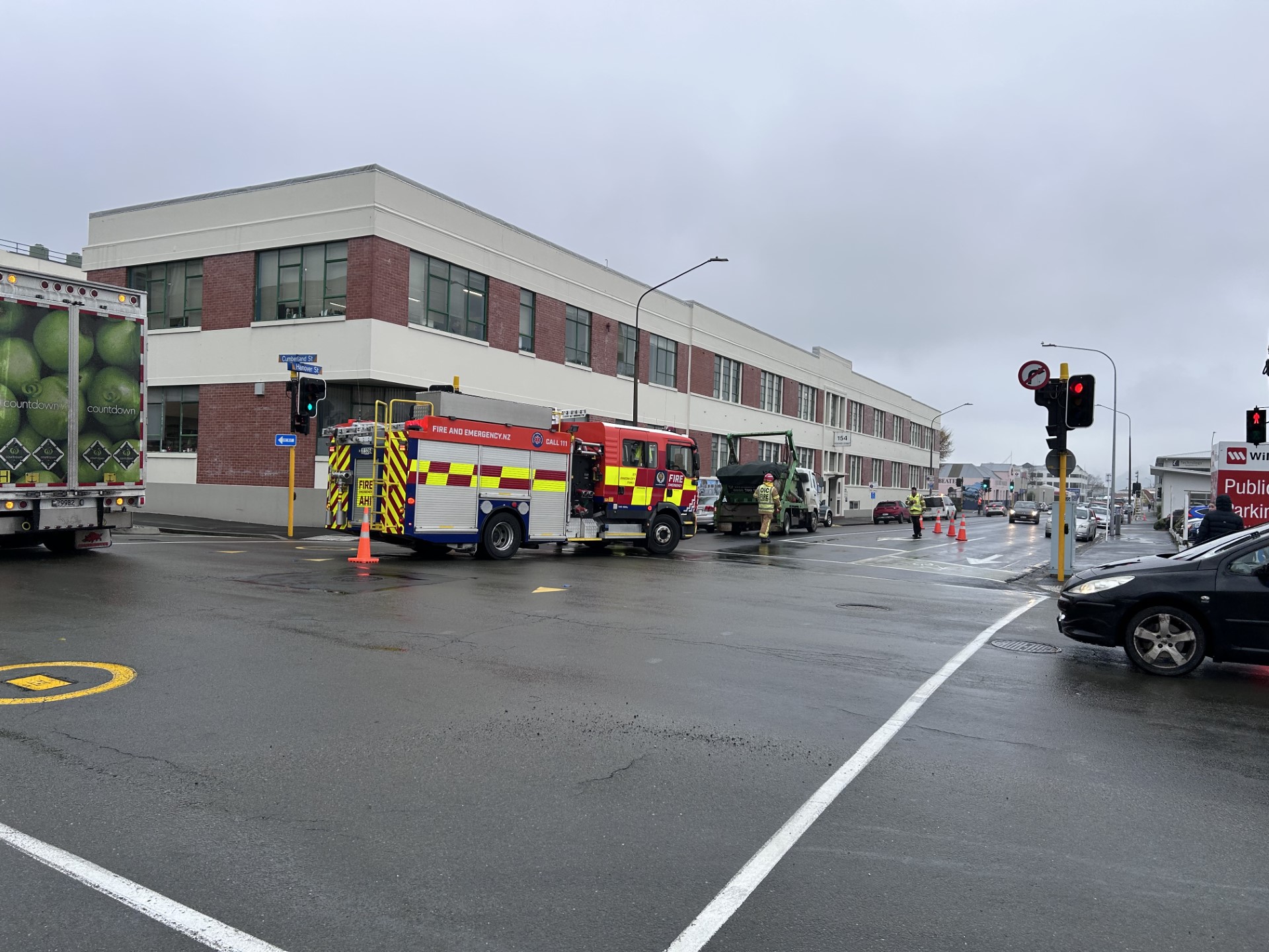 Emergency services at the scene on Tuesday. Photo: Gregor Richardson