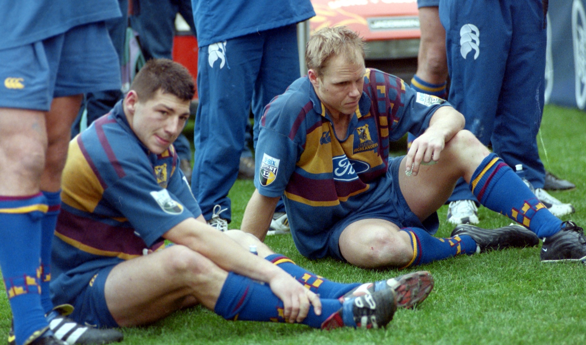 Highlanders backs Byron Kelleher (left) and Jeff Wilson reflect on the loss to the Crusaders.