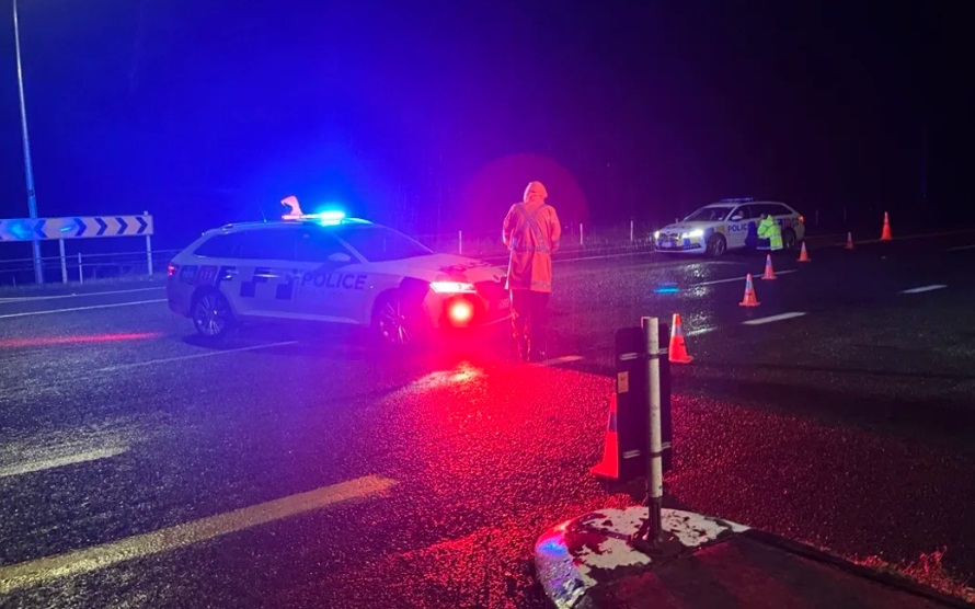 Police at the scene of the crash. Photo: RNZ