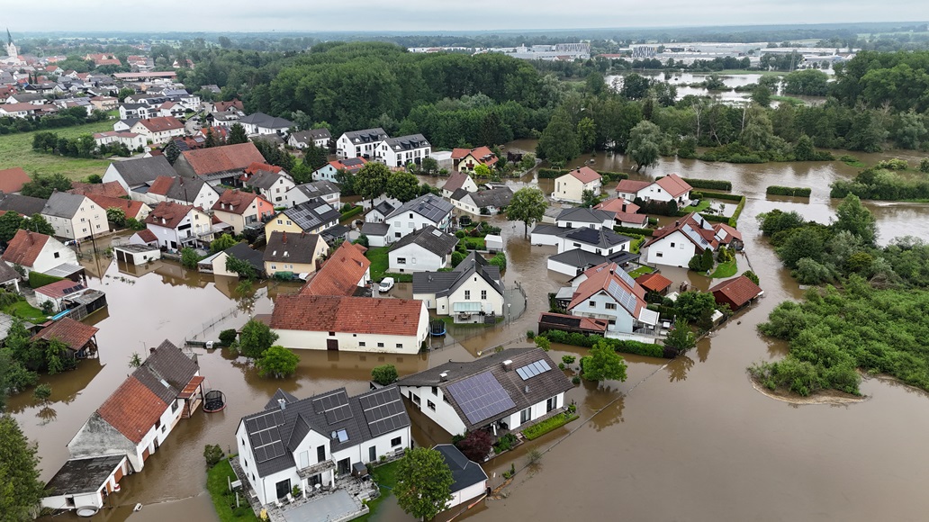 A flood-affected area at the Paar River following heavy rain in Gotteshofen near Ingolstadt,...