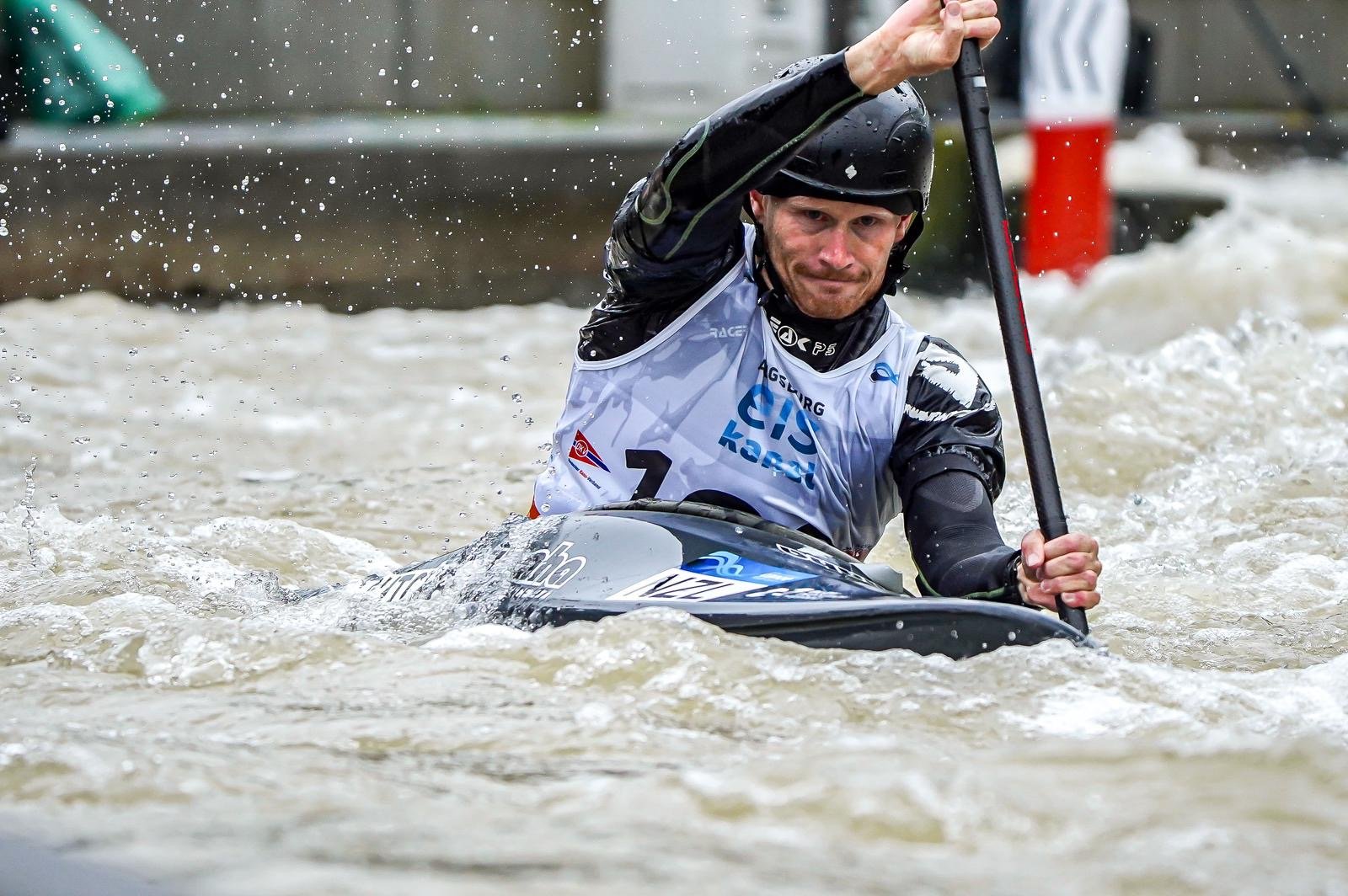 Finn Butcher competes in the canoe slalom world cup in Augsburg, Germany at the weekend. Photo:...