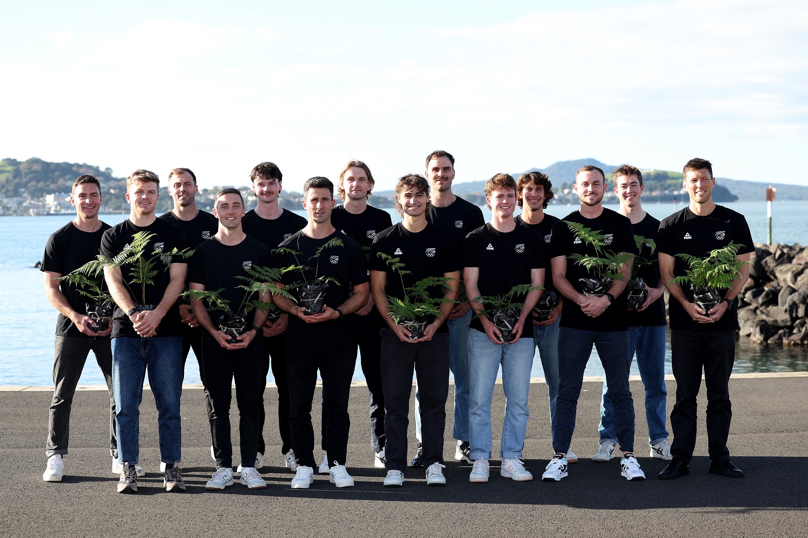 The Black Sticks men’s squad for the Paris Olympics pose for a team photo during the selection...