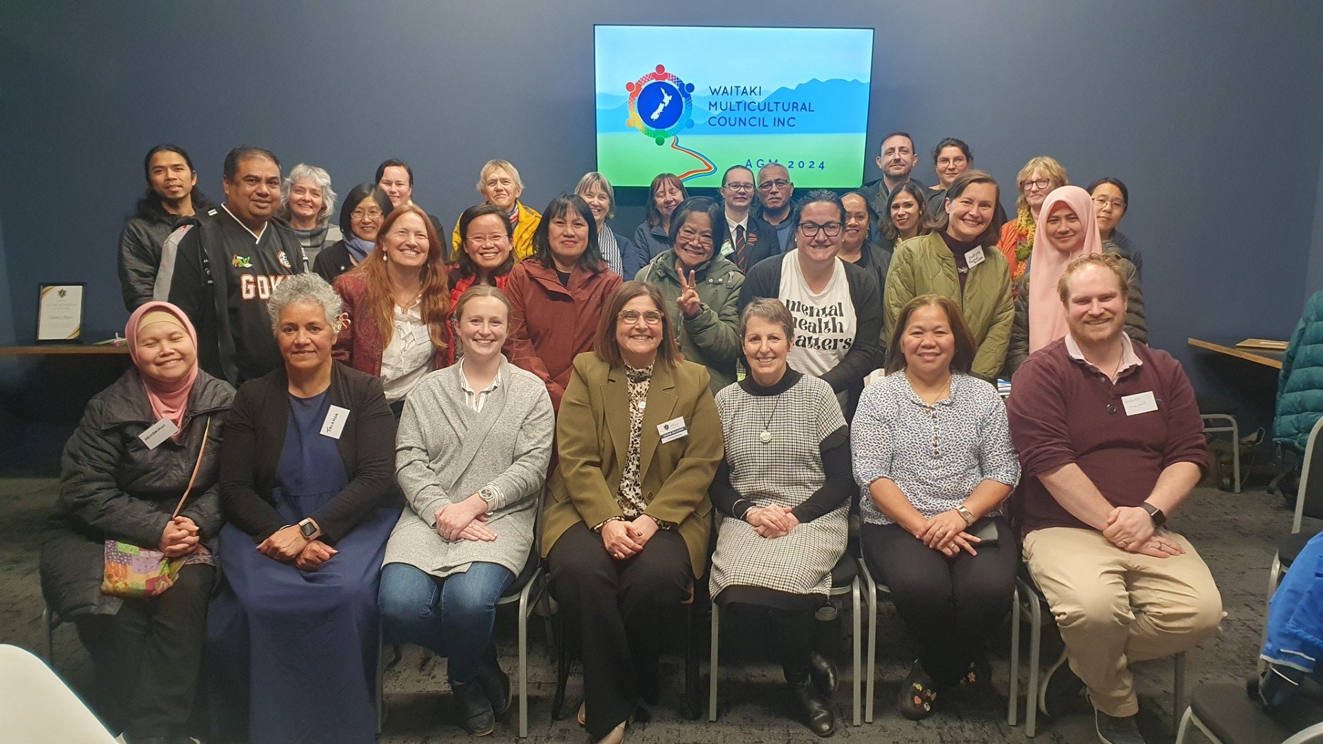 Waitaki Multicultural volunteers at the last annual meeting, including Hazel Agnew (back row,...