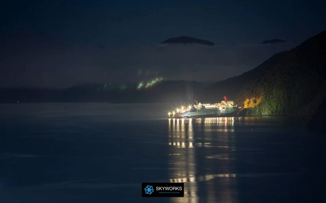 The Aratere has run aground just outside Picton. Photo: supplied/Skyworks