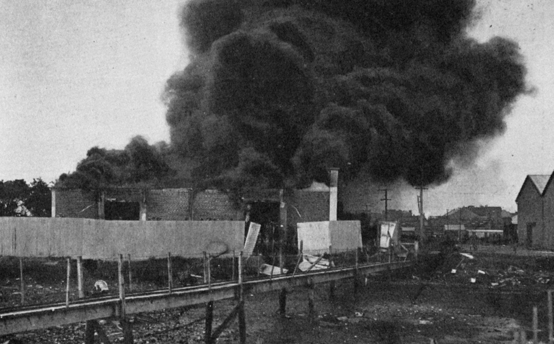 Fire at British Imperial Oil Co store in Invercargill, pictured 22 hours after the fire started,...