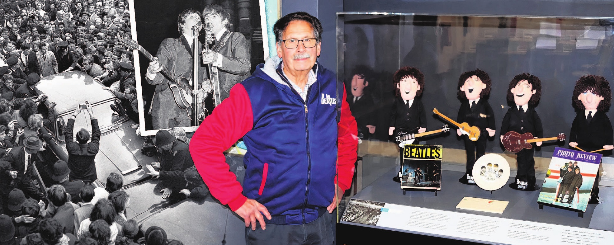 The Beatles (left) are mobbed by fans as they arrive at the City Hotel in Dunedin on June 26,...