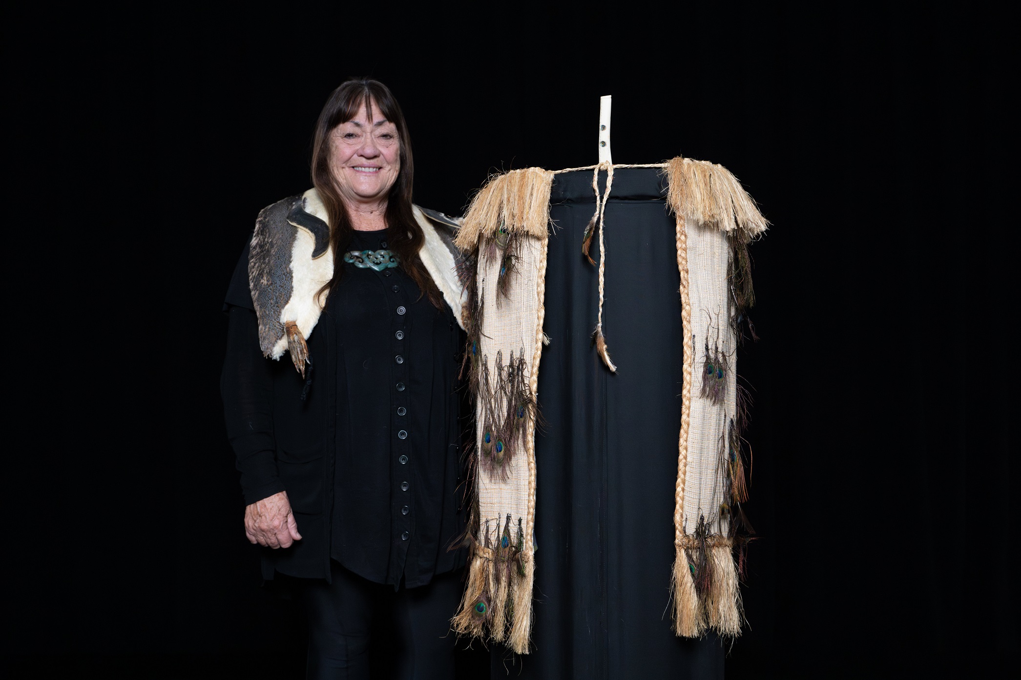 Rokahurihia (Roka) Ngarimu-Cameron with a work being exhibited at Te Atamira. Photos: David Oakley