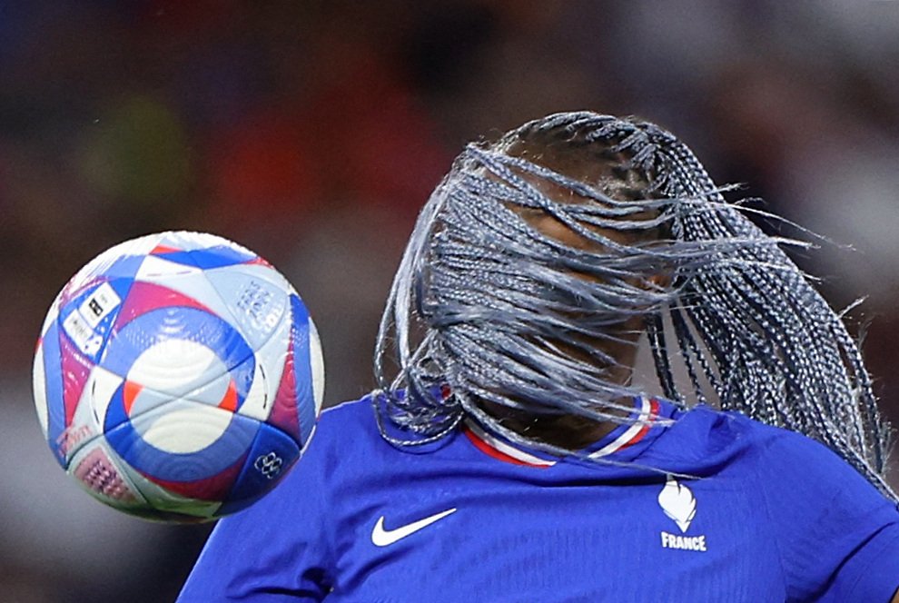 French forward Kadidiatou Diani is in action in her side’s match against Colombia in Lyon. PHOTO:...