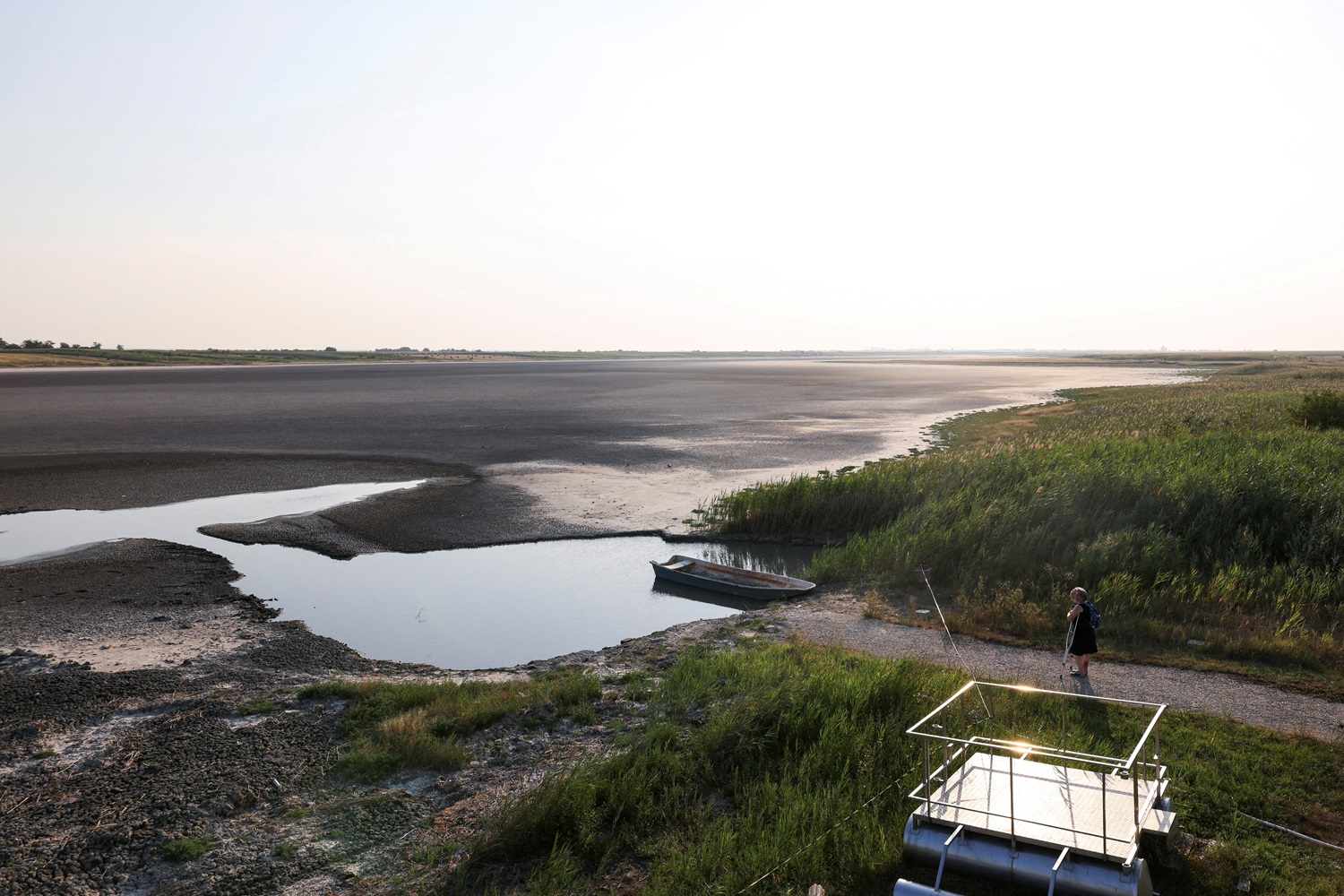 A person stands near the dried-up Lake Rusanda in Melenci, Serbia. Photo: Reuters