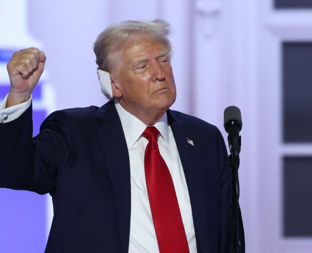 Donald Trump delivers his first speech at the Republican National Convention after the...