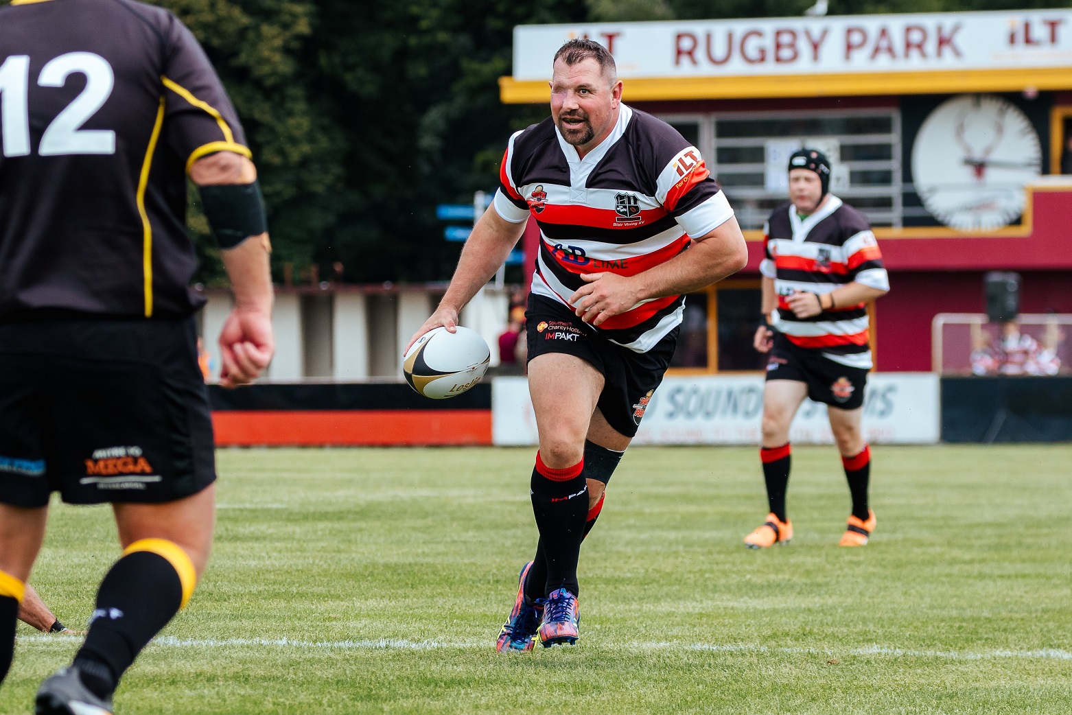 Former All Blacks loose forward Paul Miller takes part in the Pack The Park charity rugby event...